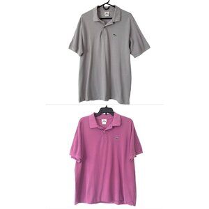 Lacoste Bundle Polo Shirt XL Purple & Gray Short Sleeve Classic Fit Cotton Croc